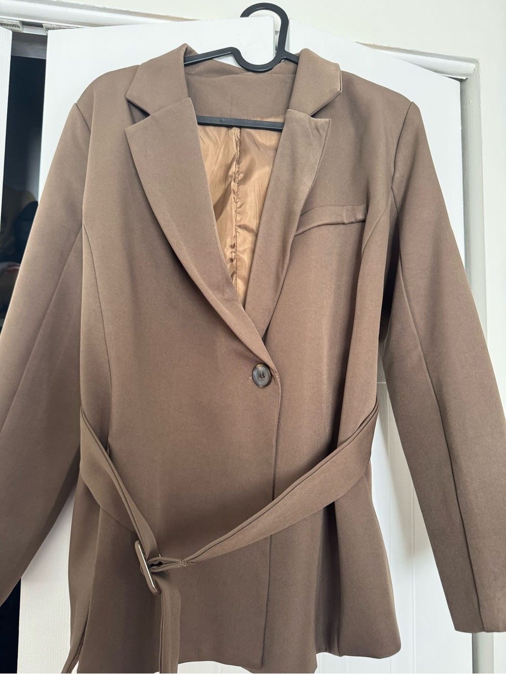 Tailored Brown Belted Blazer Jacket